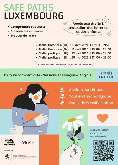 L’affiche des ateliers Safe Paths Luxembourg